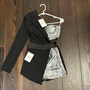 Black and Silver Sequin Blazer Dress